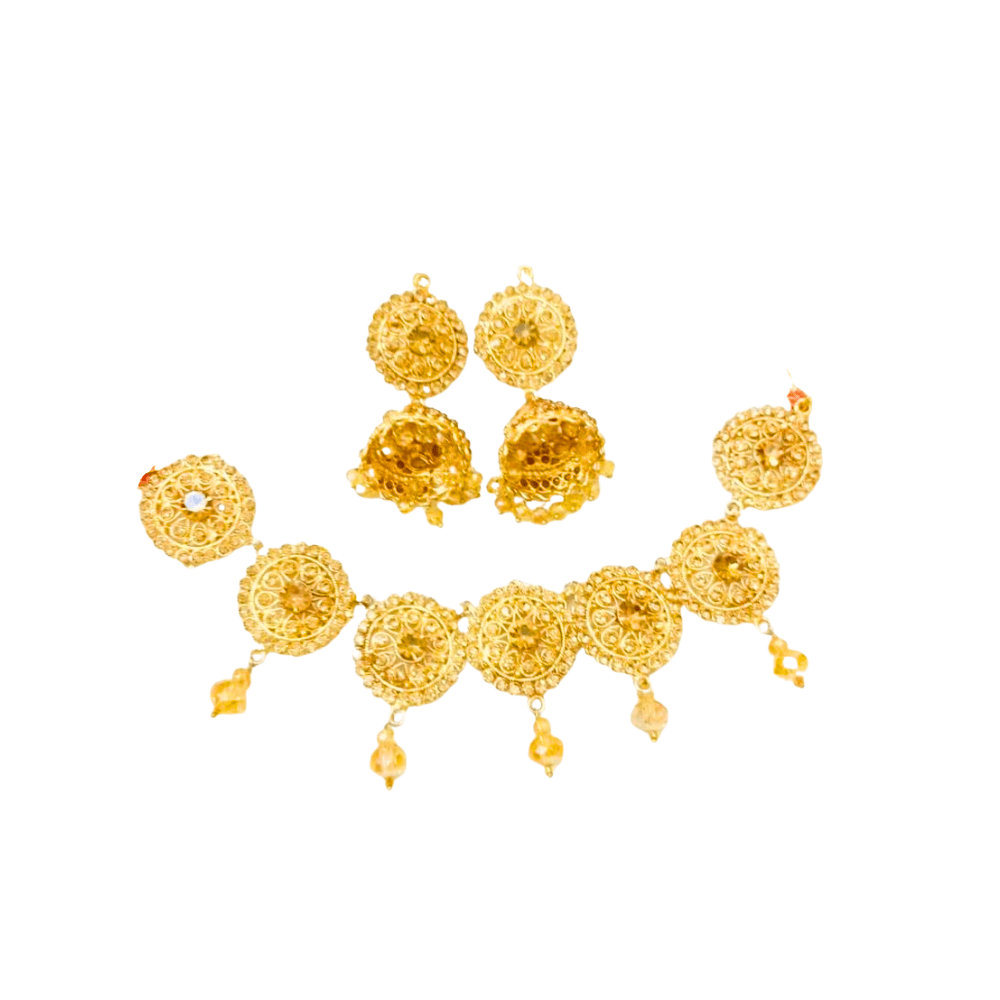 Gold Plated Bridal Choker Set with Earrings β Wedding Jewelry Set for Women Pakistan - Deal Gloss