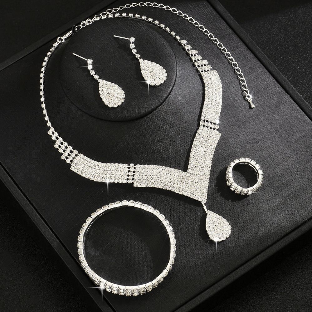 Teardrop Jewelry Set for Women | Necklace, Earrings, Bracelet & Ring Set - Deal Gloss