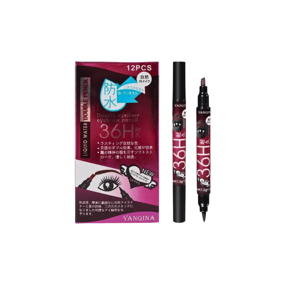 2 in 1 Waterproof Eyeliner Pen Black & Brown | Long Lasting Smudge Proof Liquid Liner - Deal Gloss