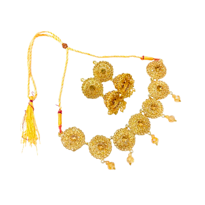 Gold Plated Bridal Choker Set with Earrings – Wedding Jewelry Set for Women Pakistan - My Store
