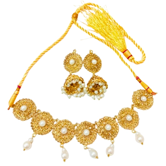 Gold Plated Bridal Choker Set with Earrings – Wedding Jewelry Set for Women Pakistan - My Store