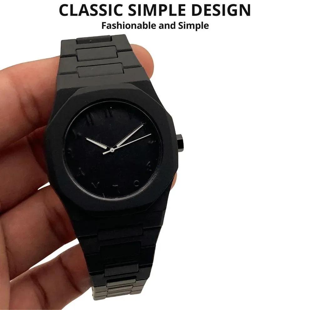Men’s Black Carbon Fiber Analogue Watch | Stylish 12-Hour Display Luxury Wrist Watch