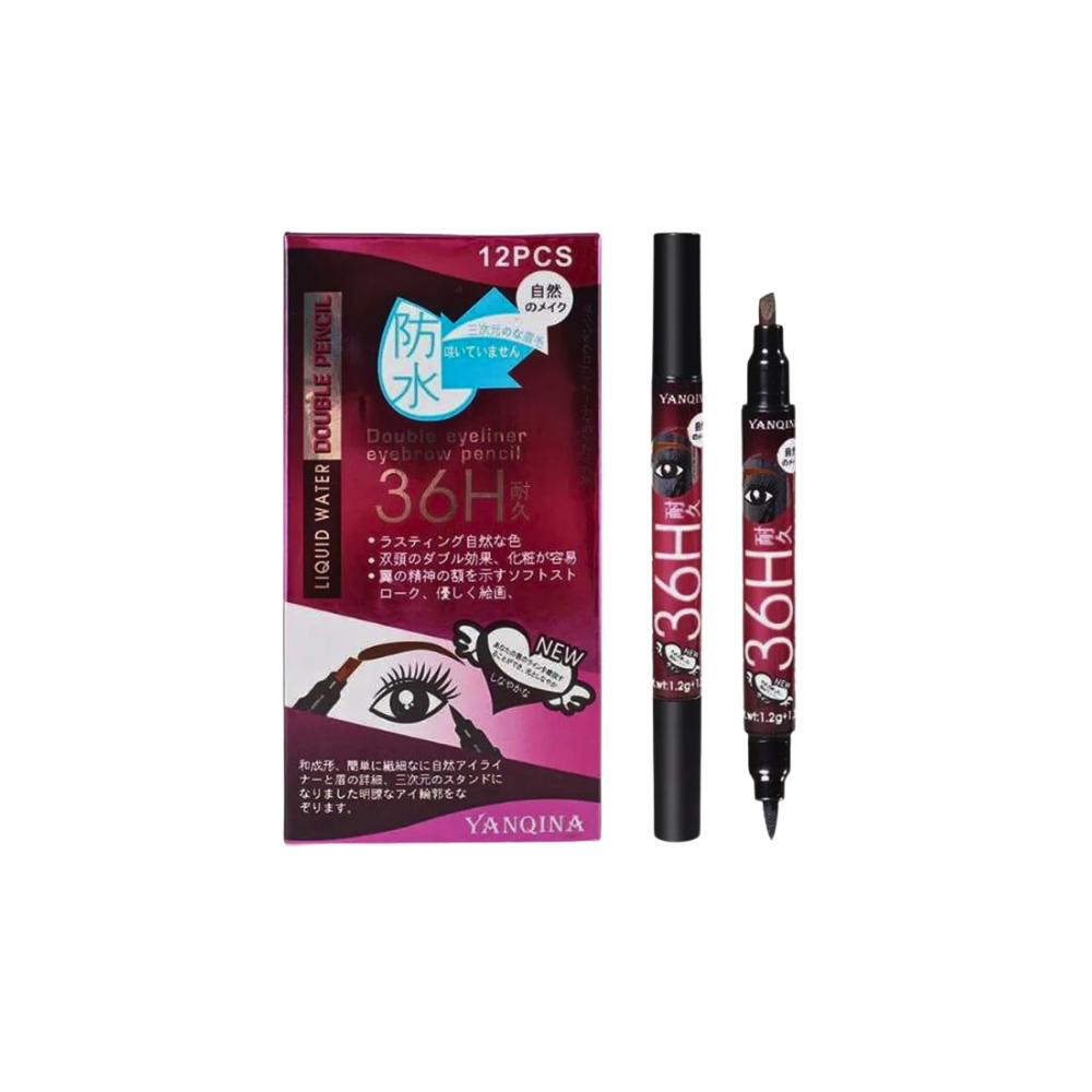 2 in 1 Waterproof Eyeliner Pen Black & Brown | Long Lasting Smudge Proof Liquid Liner