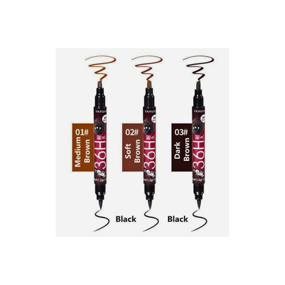 2 in 1 Waterproof Eyeliner Pen Black & Brown | Long Lasting Smudge Proof Liquid Liner