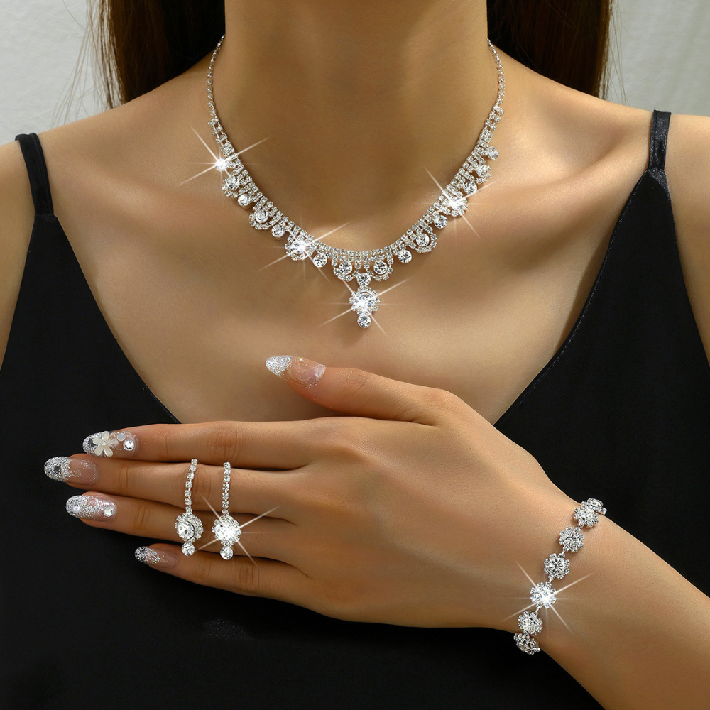 Premium Water Diamond Jewelry Set for Women | Elegant Necklace & Earrings Set