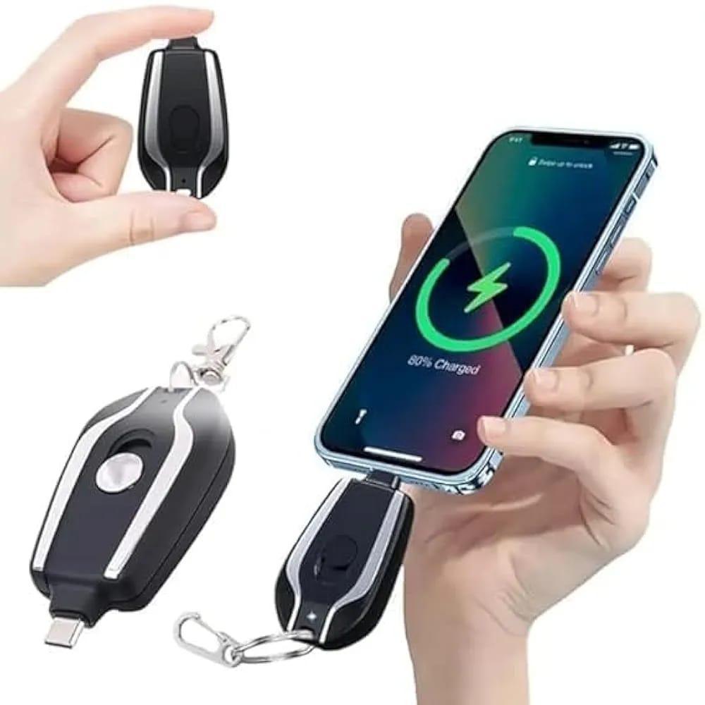 Fast Charging Keychain Power Bank – Portable Mini Charger USB Black Pakistan - My Store