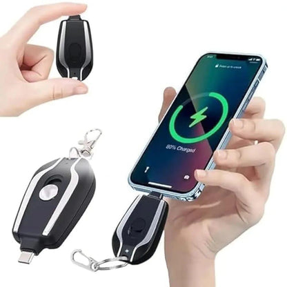 Fast Charging Keychain Power Bank – Portable Mini Charger USB Black Pakistan - My Store