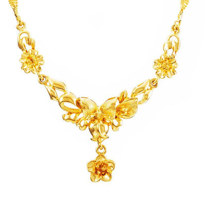 Gold Flower Necklace for Women – Wedding Collarbone Chain Elegant Jewelry Pakistan - My Store