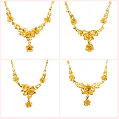 Gold Flower Necklace for Women – Wedding Collarbone Chain Elegant Jewelry Pakistan - My Store