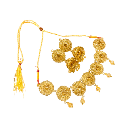Gold Plated Bridal Choker Set with Earrings – Wedding Jewelry Set for Women Pakistan - Deal Gloss