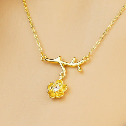 Gold Plated Daisy Jewelry Set for Women – Necklace, Ring & Earrings Gift Set Pakistan - My Store