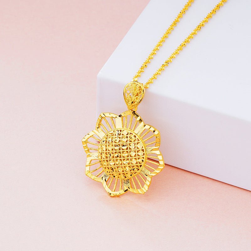 Gold Sunflower Pendant Necklace for Women – Retro Ethnic Jewelry Gift Pakistan - My Store