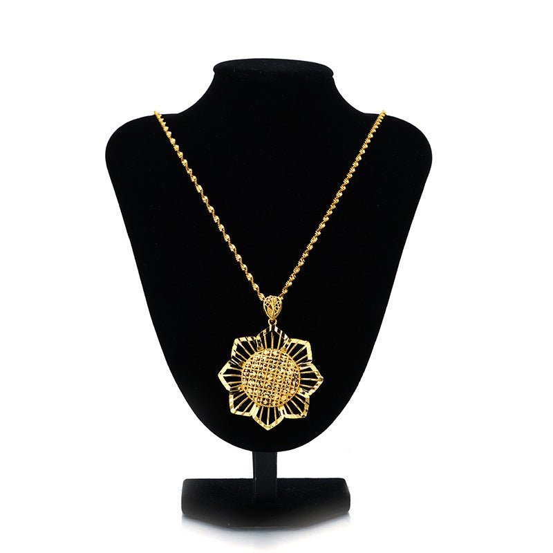 Gold Sunflower Pendant Necklace for Women – Retro Ethnic Jewelry Gift Pakistan - My Store