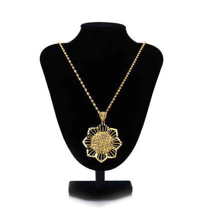 Gold Sunflower Pendant Necklace for Women – Retro Ethnic Jewelry Gift Pakistan - My Store