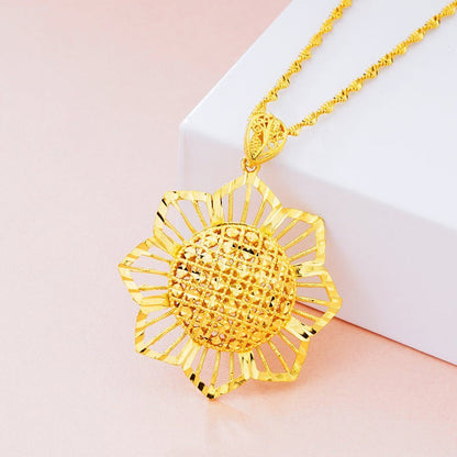 Gold Sunflower Pendant Necklace for Women – Retro Ethnic Jewelry Gift Pakistan - My Store