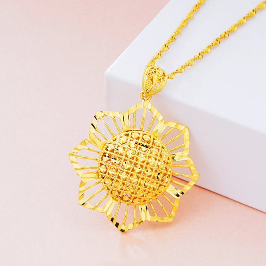Gold Sunflower Pendant Necklace for Women – Retro Ethnic Jewelry Gift Pakistan - My Store