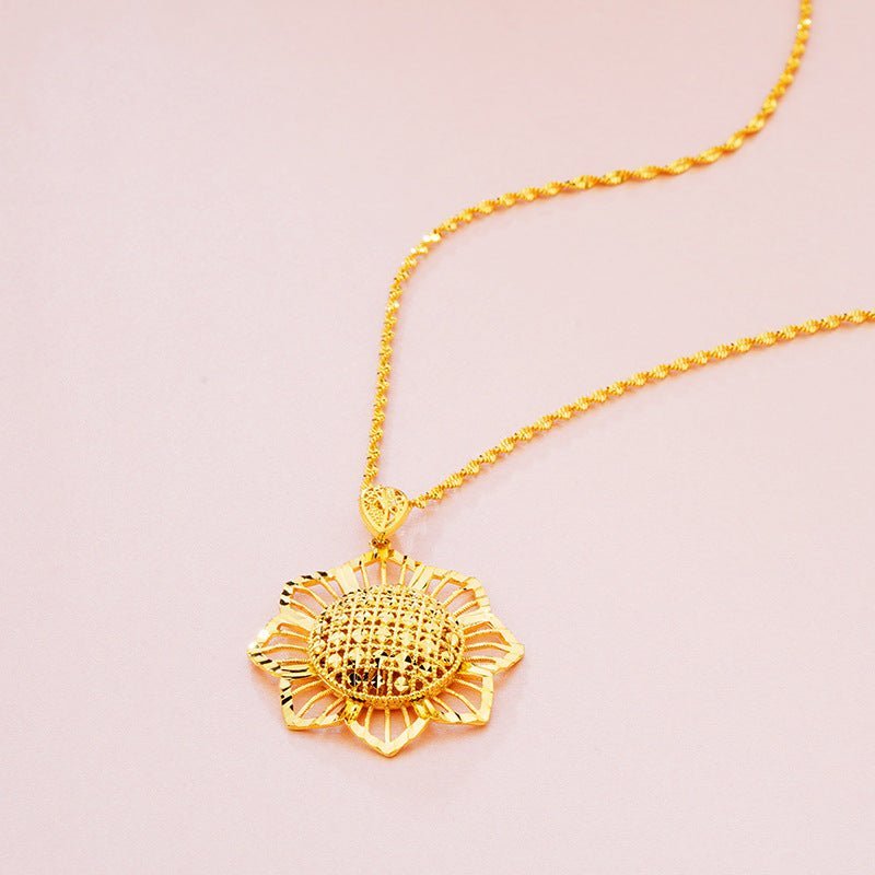 Gold Sunflower Pendant Necklace for Women – Retro Ethnic Jewelry Gift Pakistan - My Store