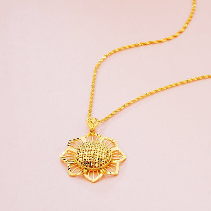 Gold Sunflower Pendant Necklace for Women – Retro Ethnic Jewelry Gift Pakistan - My Store