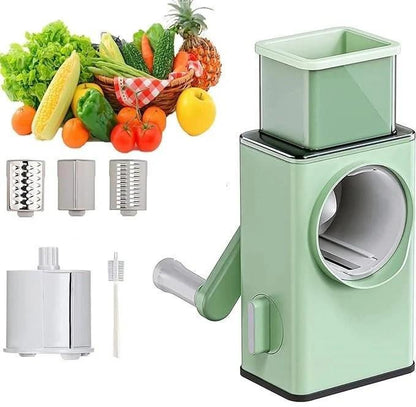 Green Manual Food Chopper with 3 Blades – Hand Pull Vegetable Cutter Kitchen Tool Pakistan - My Store