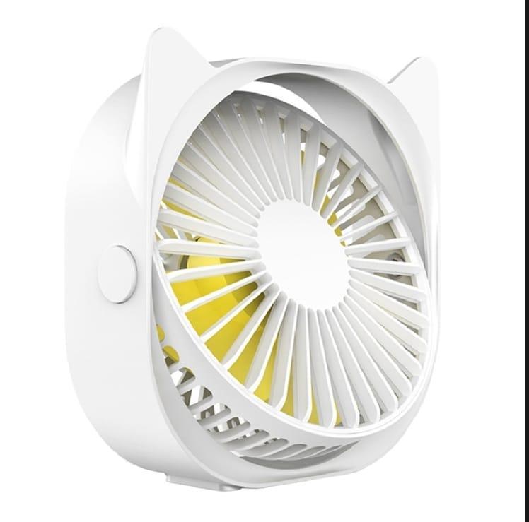 Mini Cat Ear USB Rechargeable Desk Fan – 360° Portable Cooling Fan Blue Pakistan - My Store