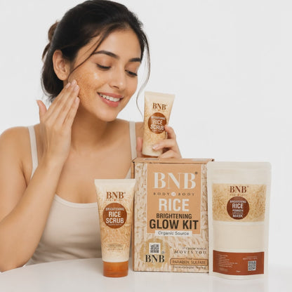 Rice Extract Brightening Skincare Kit Pack of 3 | Face Wash, Scrub & Powder Mask Set