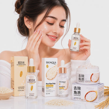 Rice Extract Skincare Set Pack of 3 for Glowing Skin | Serum, Gel & Essence Kit