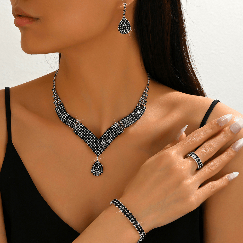 Teardrop Jewelry Set for Women | Necklace, Earrings, Bracelet & Ring Set - Deal Gloss
