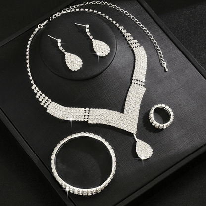 Teardrop Jewelry Set for Women | Necklace, Earrings, Bracelet & Ring Set - Deal Gloss