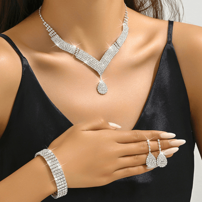 Teardrop Jewelry Set for Women | Necklace, Earrings, Bracelet & Ring Set - Deal Gloss