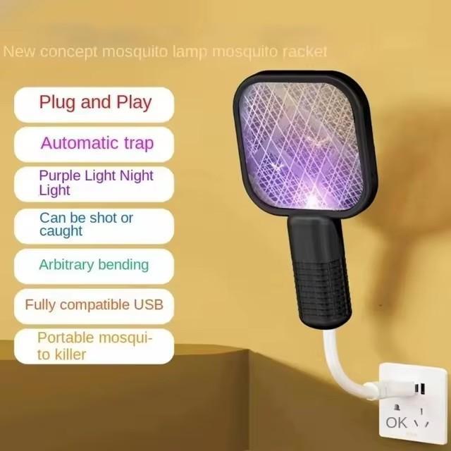 USB Rechargeable Mosquito Racket with LED Light – Electric Bug Zapper Safe Home Use Pakistan - My Store